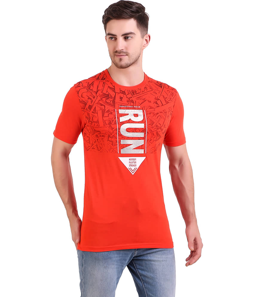 Bravezi Pack of 1 Cotton Blend Slim Fit Men's T-Shirt ( Red ) view 2