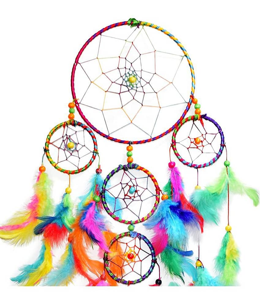 New lucky Feather Multicolour Dream Catcher Wall Hanging - Pack of 1 view 2