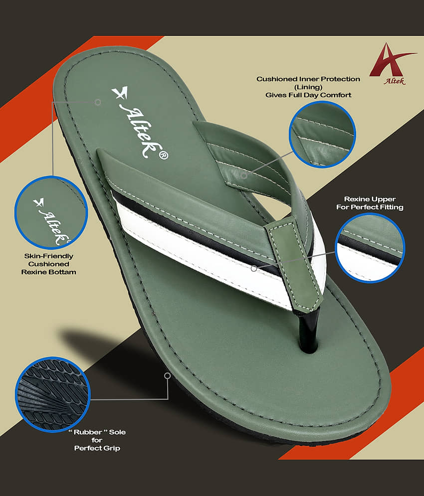 Altek Green Men's Leather Slipper view 2