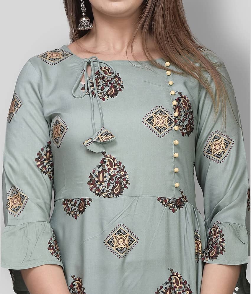EXPORTHOUSE - Multicolor Rayon Women's Flared Kurti view 2