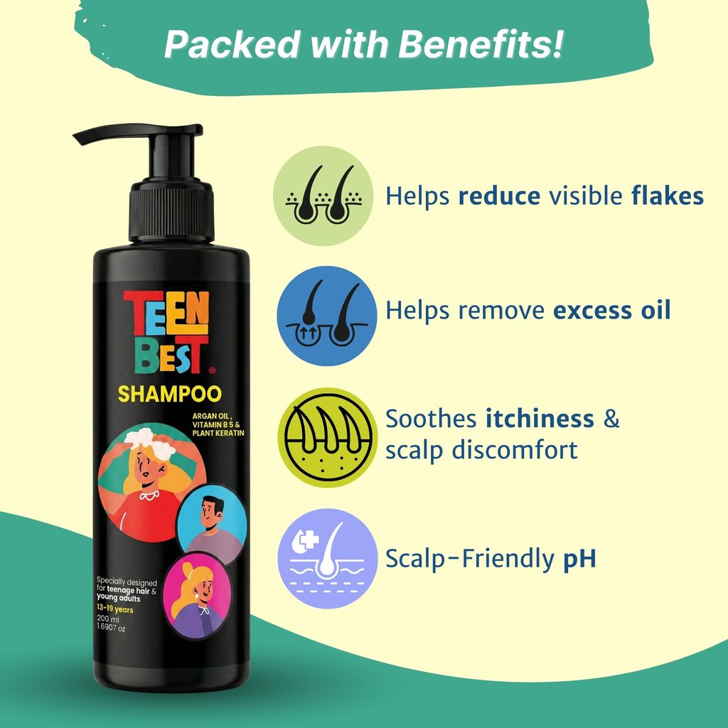 Healthbest Teens Shampoo 200 ml - Gentle Daily Cleanser for Oily & Sweaty Scalp - Paraben & Sulphate Free - For Boys & Girls 13-19 Years view 2