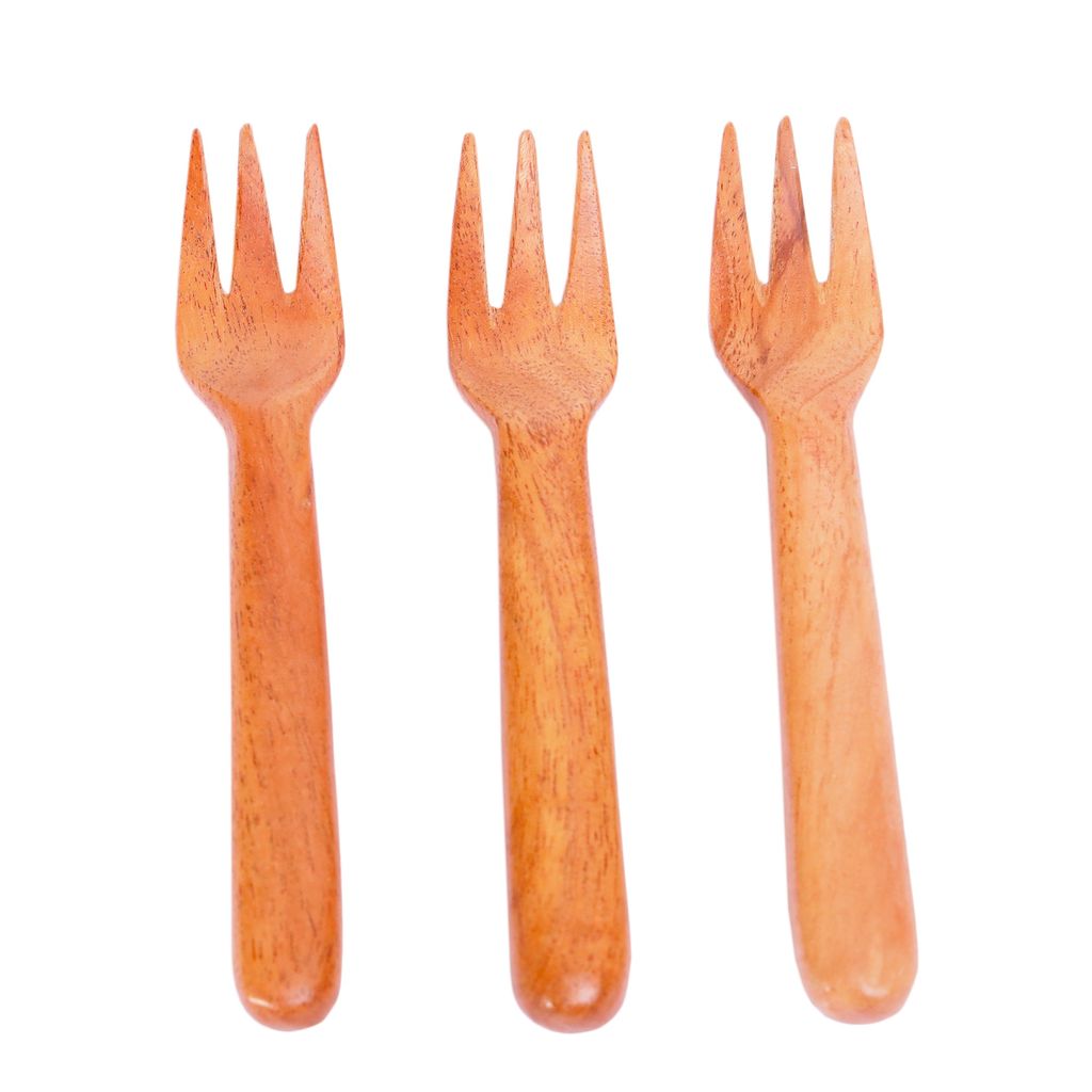 Neem Wood Fork set of 3 (18.3 cm each) view 2