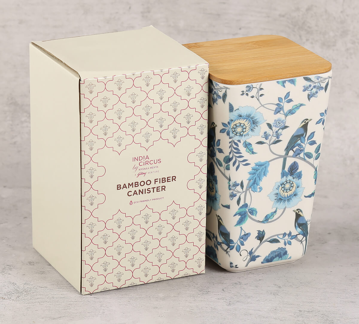 India Circus Azur Blooms Medium Bamboo Jar view 2