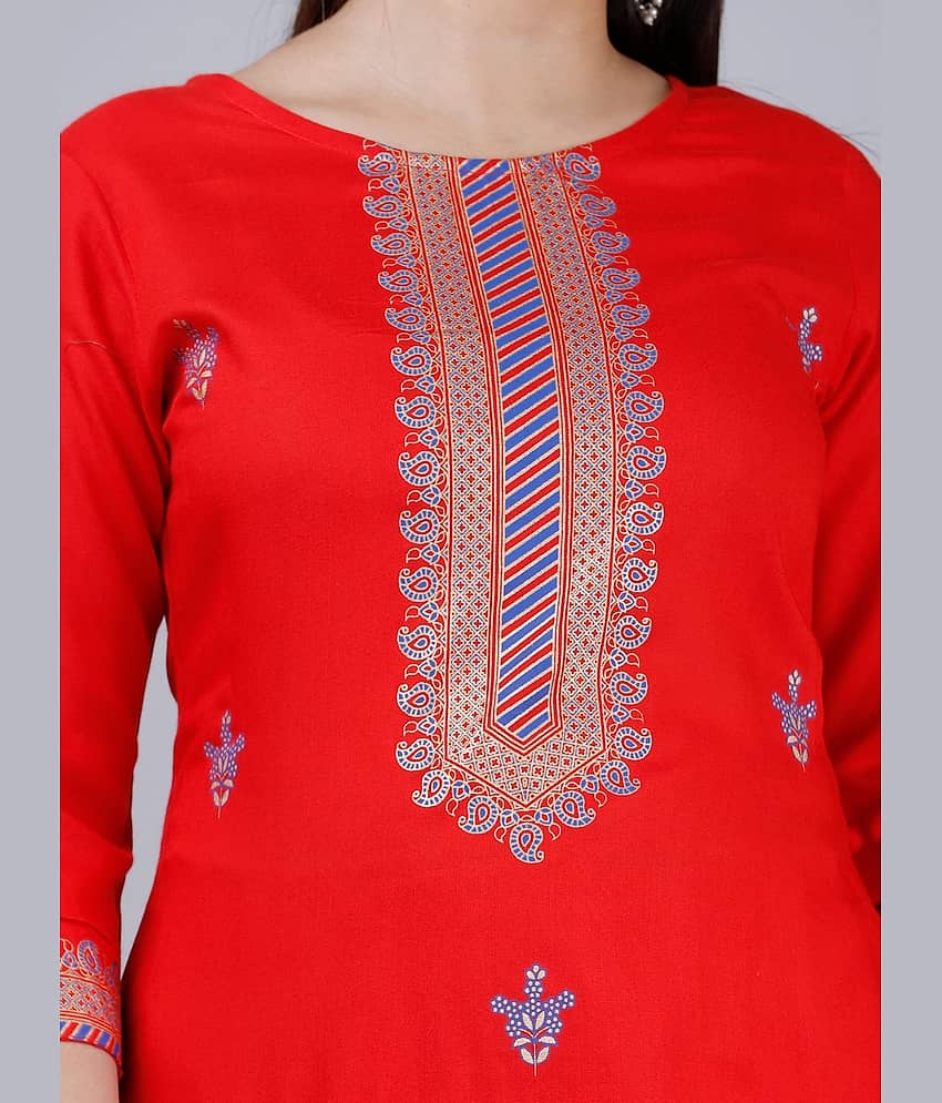 MAUKA - Red Straight Rayon Women's Stitched Salwar Suit ( Pack of 1 ) view 2