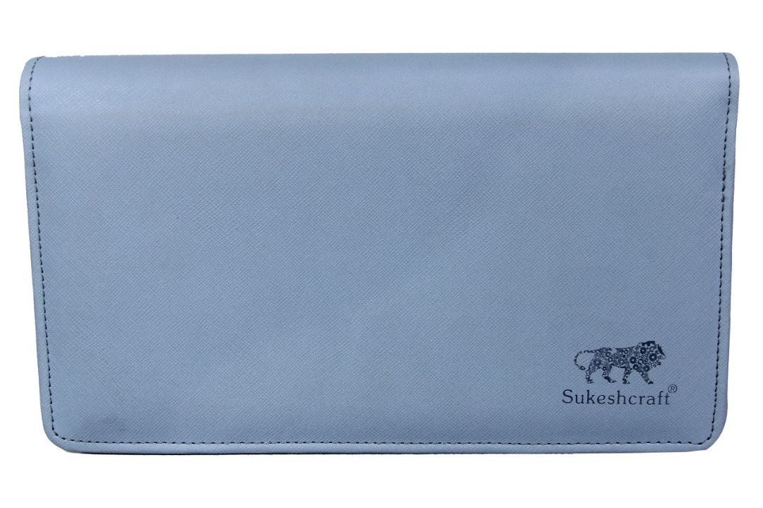 Sukeshcraft Multiple Cheque Book Holder | Original PU Holds Upto 8 Cheque Books, GreyBlue view 2