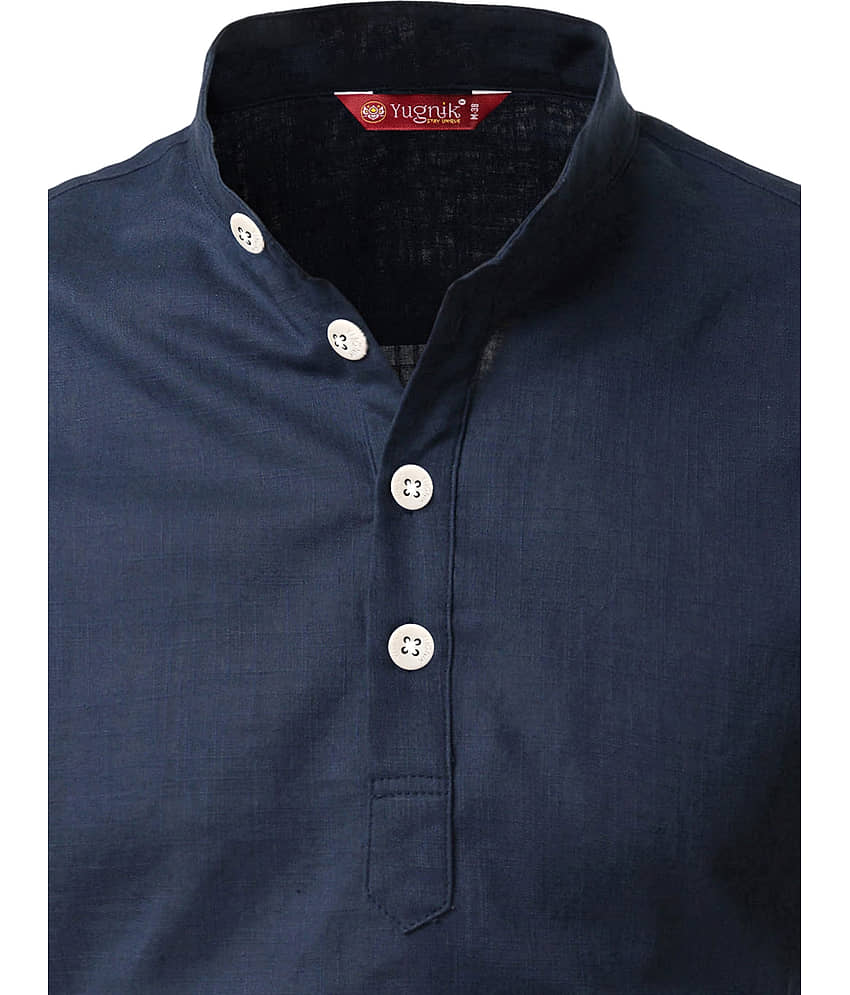 Yugnik Grey Cotton Men's Regular Kurta ( Pack of 1 ) view 2