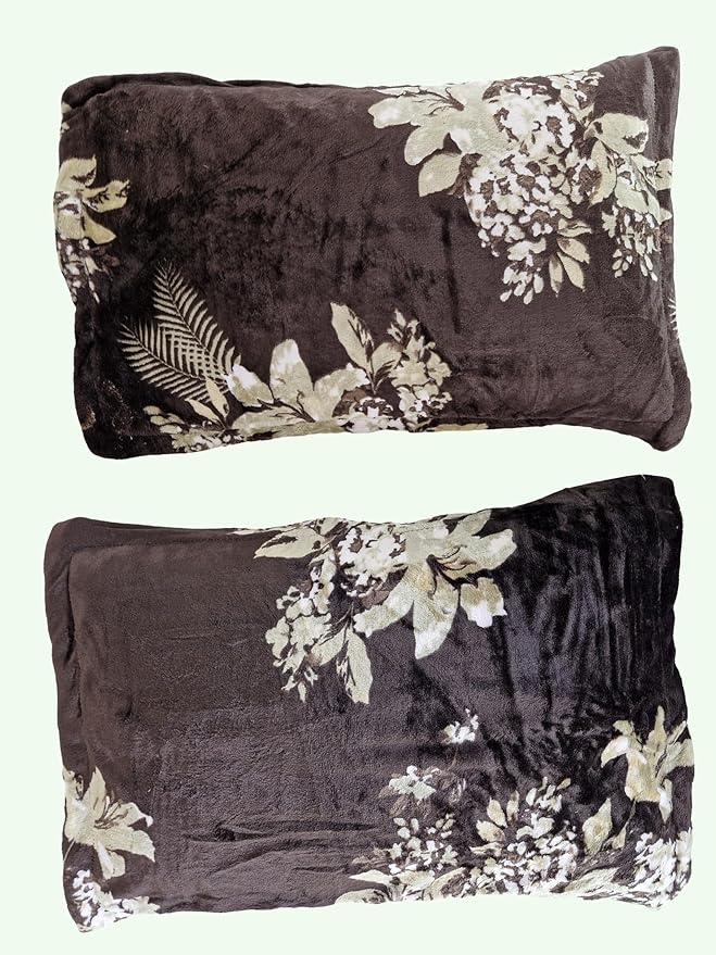 Velvet bedsheet Set with Pillow Covers, Floral Print Purple and White, 90 x 100 inches view 2