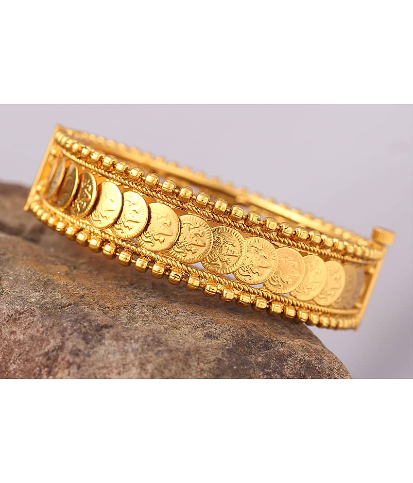 Temple 1g Gold Plated Laxmi Coin Openable Kada for Women and Girls view 2