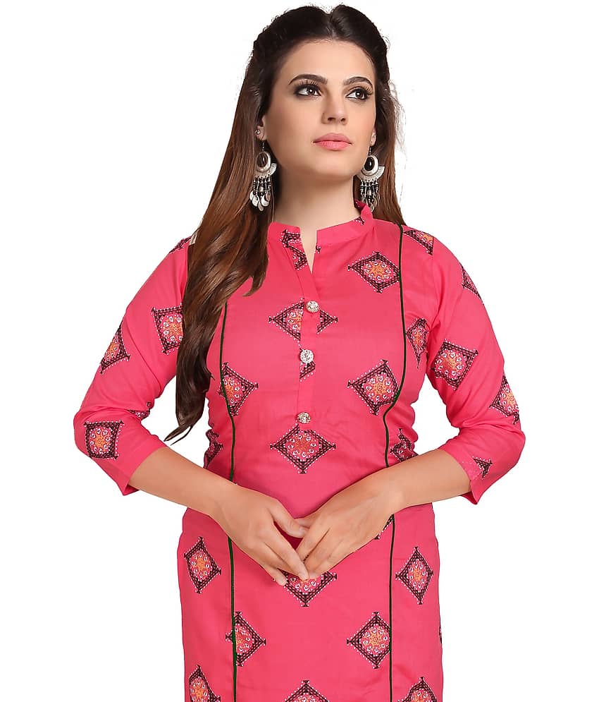 HAYA - Pink Rayon Women's Straight Kurti ( Pack of 1 ) view 2