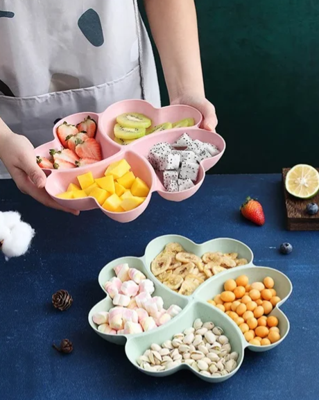 Grids Flower Shape Snack 4 Plates