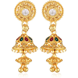 Vivastri Shimmering Bejeweled Screw Jhumka Earring for Women and Girls [VIVA2730ERG] view 2