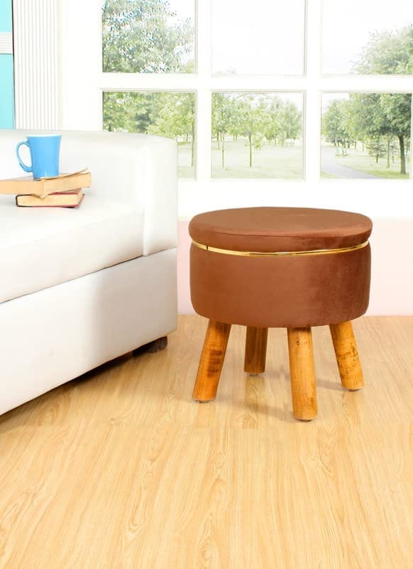 ShadowKart Ottoman Pouffes Sitting Stool for Living Room Furniture Wooden Footstools Puff Mudda Footrest Pouff for Office Home Decor, Combo view 2