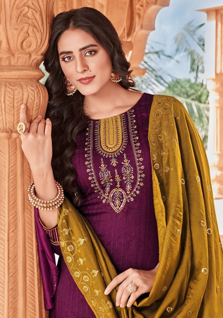 Talk By Fashion Women Premium Viscose Silk Kurti with Sharara Dupatta Set Olive Green view 2
