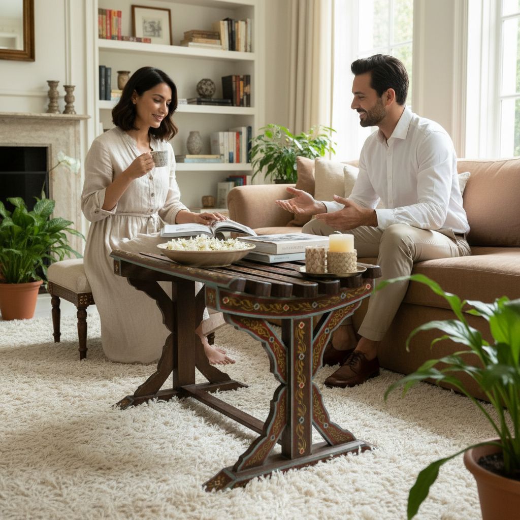 Wooden Painted Garden Coffee Table Decor Bench Furniture view 2