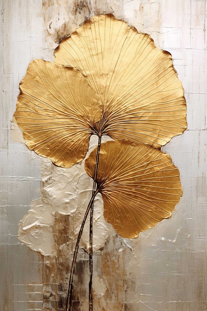 GOLDEN LUXURY LEAF 16in X 24in WITH BLACK FRAME view 2