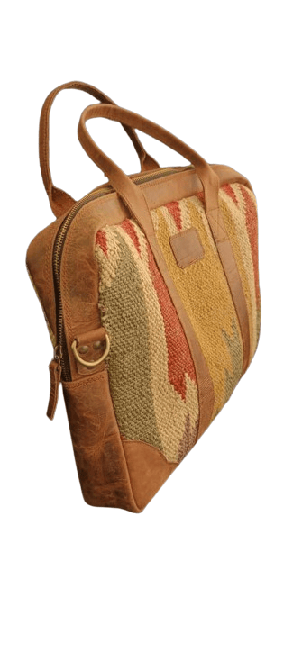 Ganpati Enterprise Handcrafted Leather with Jute Printed Laptop Messenger Bag view 2