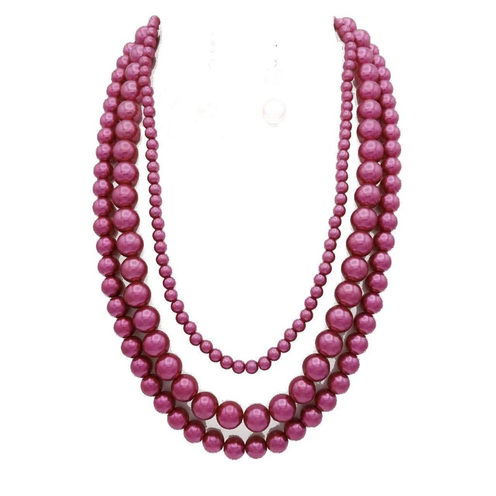 3 Line Pearl Necklace Set For Women And Girls view 2