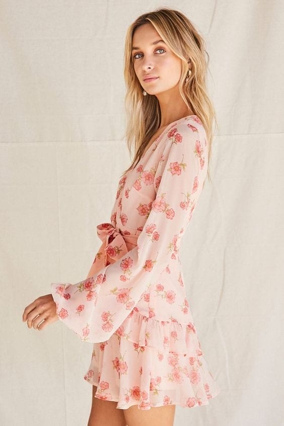 Elchic Floral Print Georgette Belted Mini Dress view 2