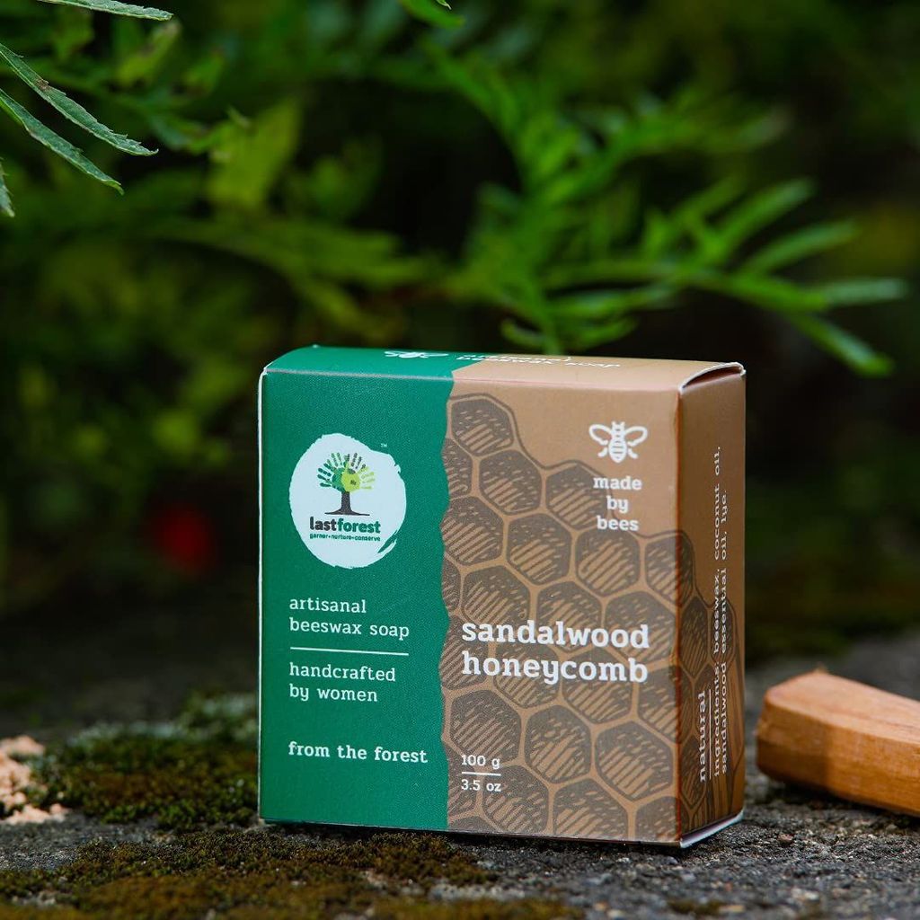 Last Forest Beeswax Soap (100gm), Herbal Bathing Soap for Glowing Skin, Handcrafted, Handmade, 100% Natural Ingredients, Moisturizing, Natural Beeswax, Bathing Soap for Men & Women (Sandal) view 2