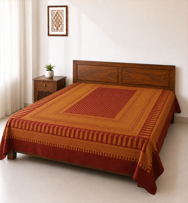 Hand Block Printed Bagh Cotton Double Bedsheet view 2