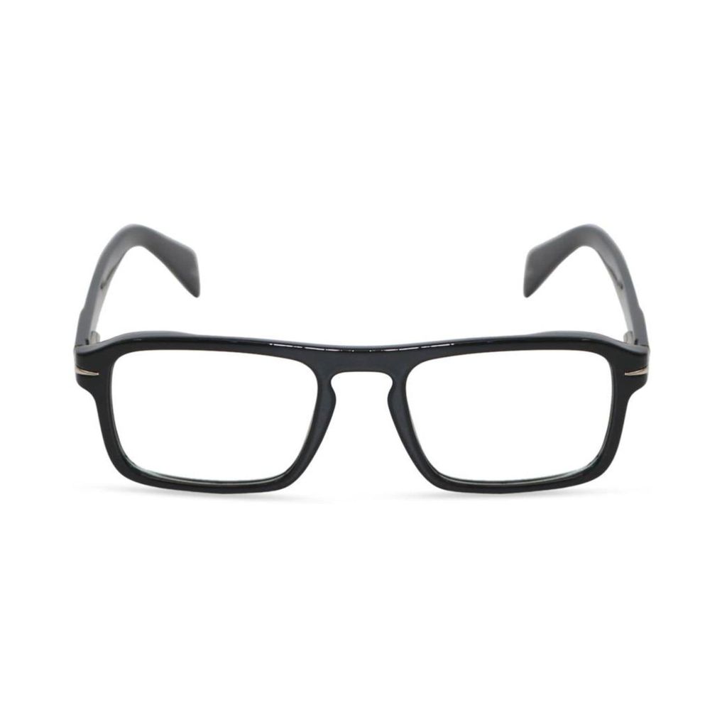 4Flaunt Full Rim Anti Glare Zero Power Rectangular Spectacle Frame | Lightweight, Sturdy & Trending | UV Protection Specs | Men & Women | Medium (Black) view 2