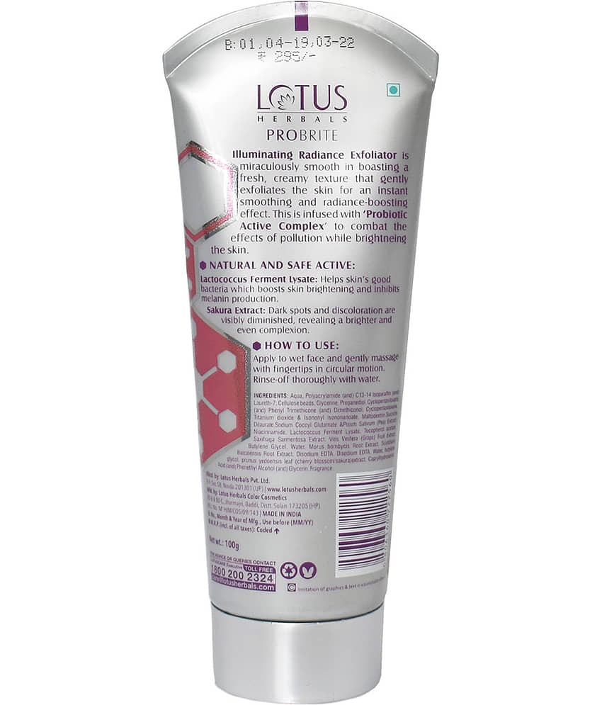 Lotus Herbals Probrite Radiance Exfoliator 100g view 2