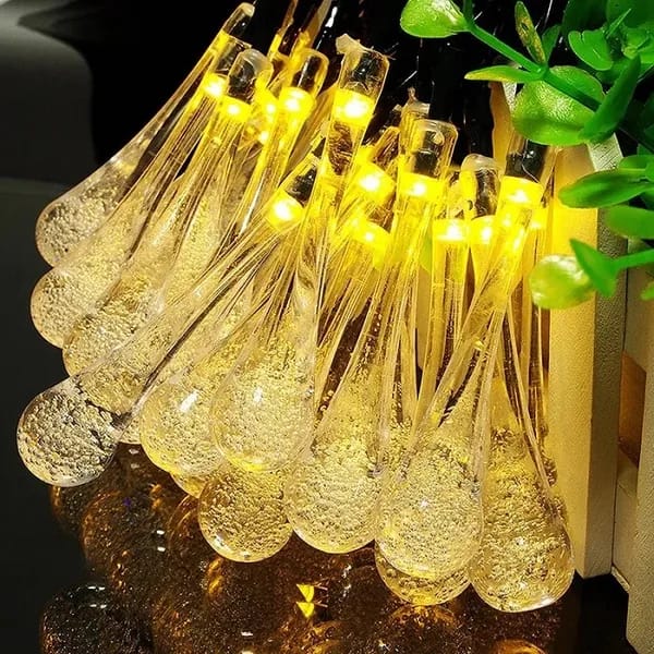 SPARKWORLD 14-LED Water Drop Fairy String Lights 10 ft Copper Wire, Warm White, Plug-In view 2
