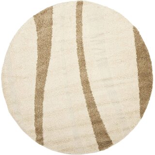 GALLERY HOME Silky Smooth Anti-Skid Shaggy Round Carpet with 2 inch Thickness (7 x 7 Round, Ivory K2) view 2