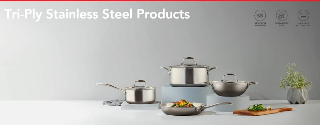 VIVA SMART'S Tri-ply KADAI Healthy Cooking (Zero Non-Stick Coating)(Stainless Steel+Aluminium+Stainless Steel PLY) (24) view 2
