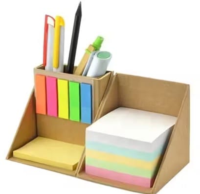 Cube Style Foldable Sticky Memo Pads with Pen Holder – Multicolor Sticky Notes Organizer view 2