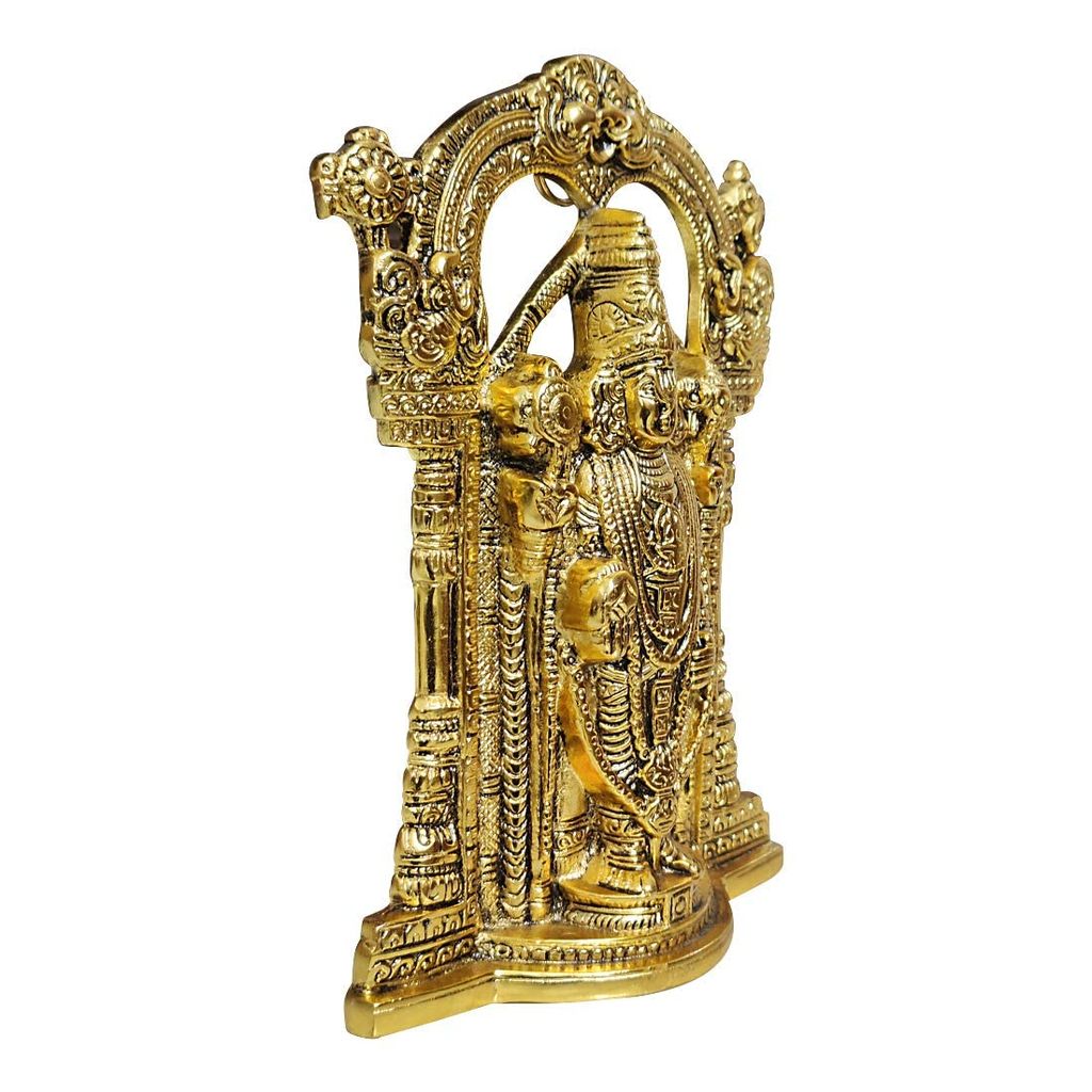 Balaji Statue || Venkteshwar Balaji Idol || Hanging Metal Tirupati Balaji, Sri Venkateswara Idol - Gold, 4 cm x 17 cm x 25 cm. view 2