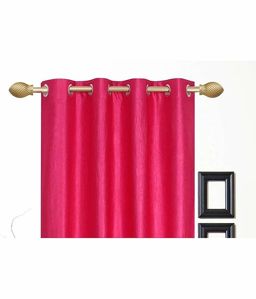 N2C Home Solid Semi-Transparent Eyelet Curtain 7 ft ( Pack of 2 ) - Pink view 2