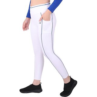 Ninq Solid, Striped, Color Block Women White Tights view 2