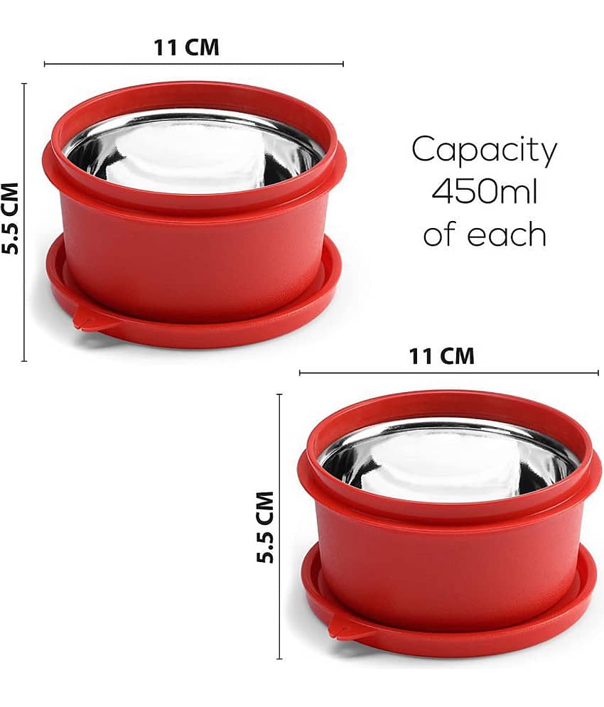 Oliveware Steel Red Food Container ( Set of 2 ) view 2