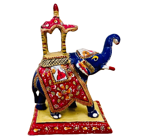 Ambabari Elephant With Metal Meenakari 6 Inch