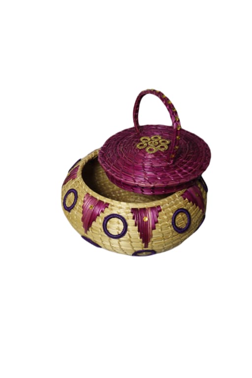 Dhani Mart Handmade Cane Baskets Storage Decorative Cane Tray Basket With Handle for Home Kitchen Restaurant and Travel Use Natural Eco-Friendly Baskets view 2