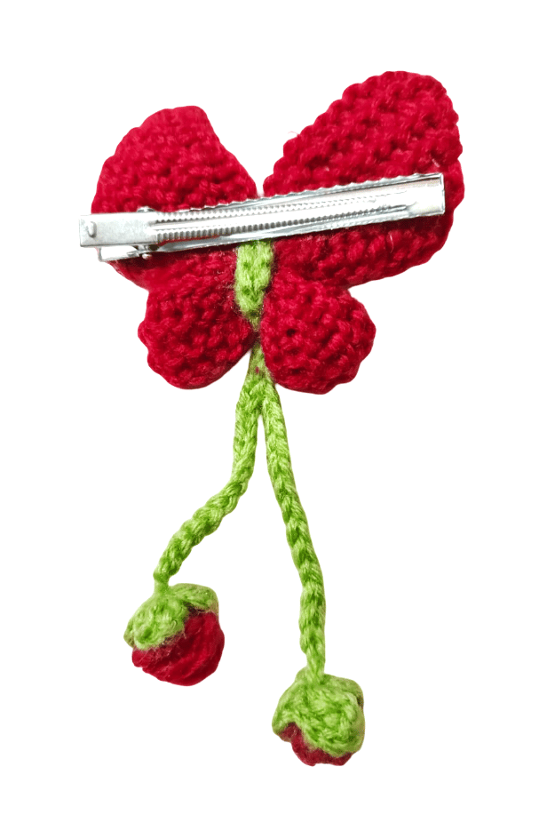Handmade Crochet Butterfly Ornament with Hanging Buds view 2