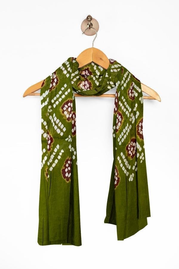 Olive Green Cotton Bandhani Dupatta view 2