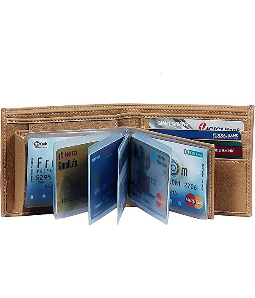 HRFSTAR PU Solid Men's Money Clipper With 8 Slots For Card ( Beige , Pack of 1 ) view 2
