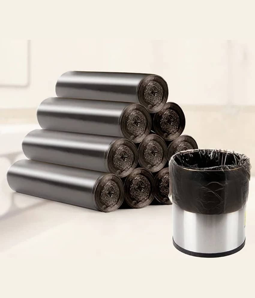 180 Bags (6 Rolls) Premium Biodegradable Garbage Bags 19 X 21 Inches (Medium Size) Dustbin Bag/Trash Bag - Black Color view 2