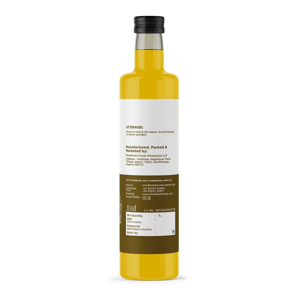Shudhaata White Sesame Oil (1L) - Flavor Booster Oil Rich in Vitamin E, Omega Fatty Acids, and Minerals view 2