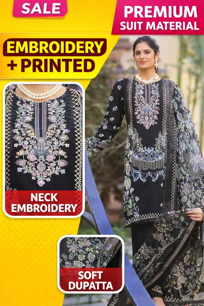 Fabric pure cottonPakistani style Embroidery or printed unstitched dress material..