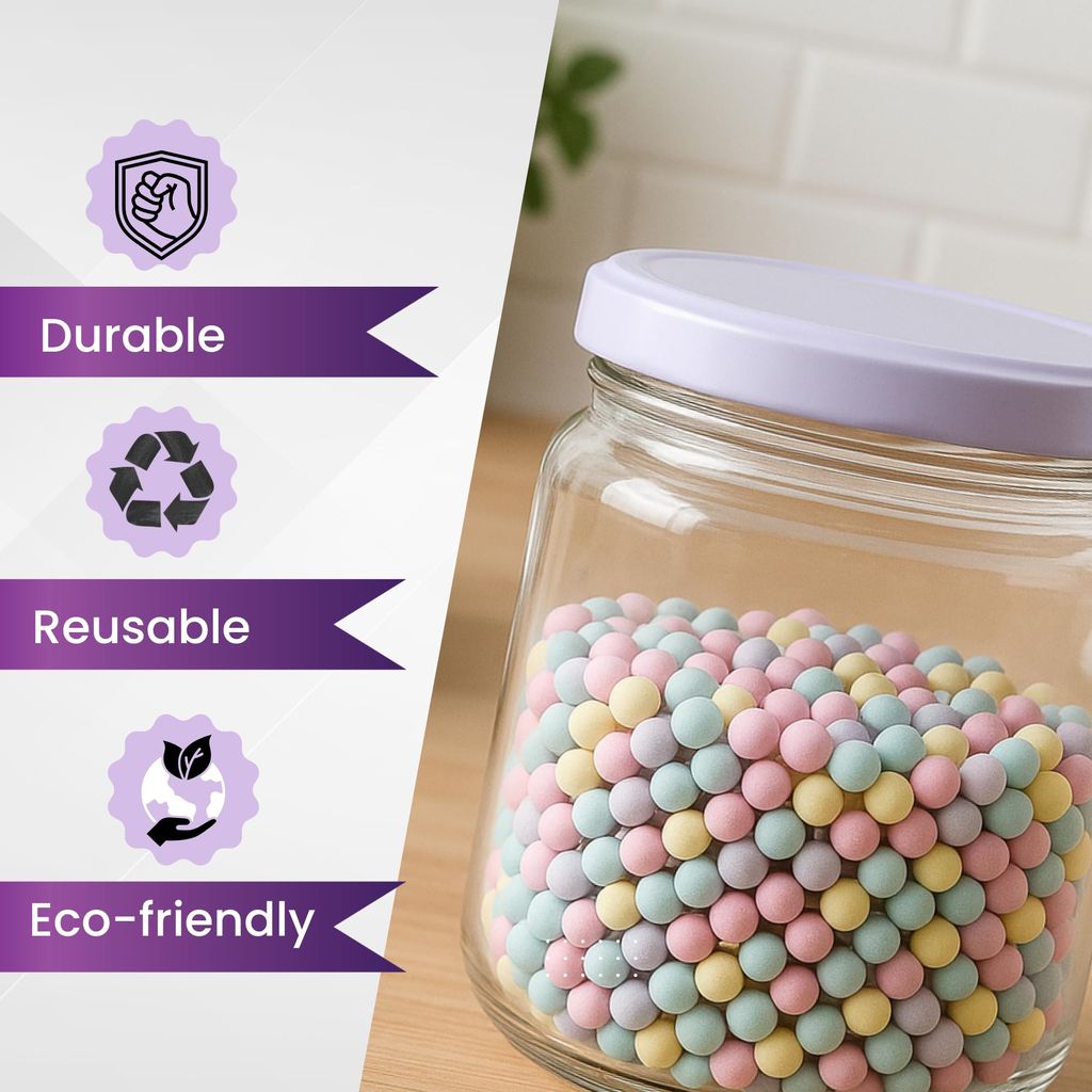 Syndleyz Kitchen Storage Glass Storage Jar With Airtight White Lid, 500 Ml Set of 3 view 2