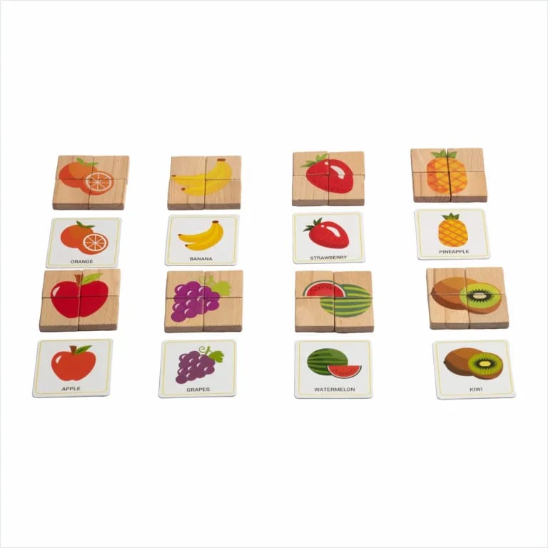 Wooden Fruits Puzzles with Flash Cards-32 PCS | Gender Neutral Toys for Toddlers - D’bebé view 2
