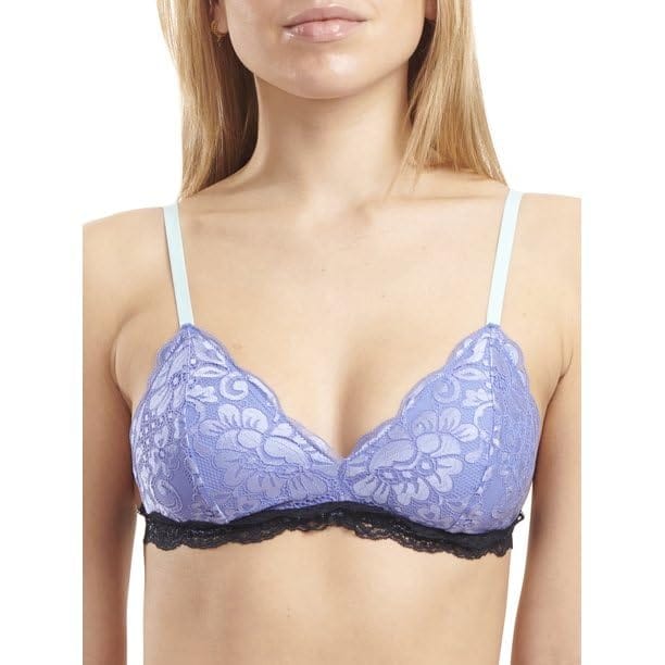 Sheluxe Women’s Soft Lace Triangle Bralette with Adjustable Straps and Two-Tone Lace Trim – Wire-Free for Everyday Comfort Sky Blue view 2
