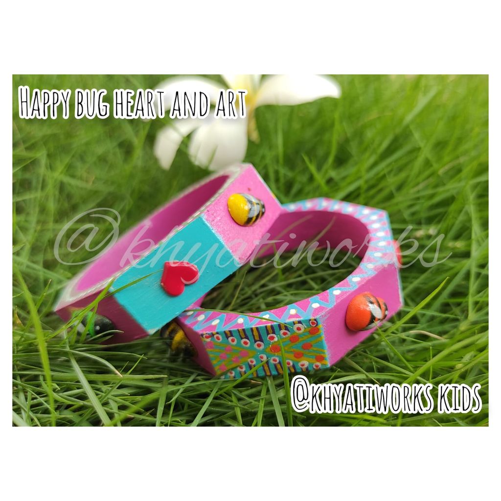 Happy Bug Heart and art ( Teal & Magenta) - Single Piece view 2