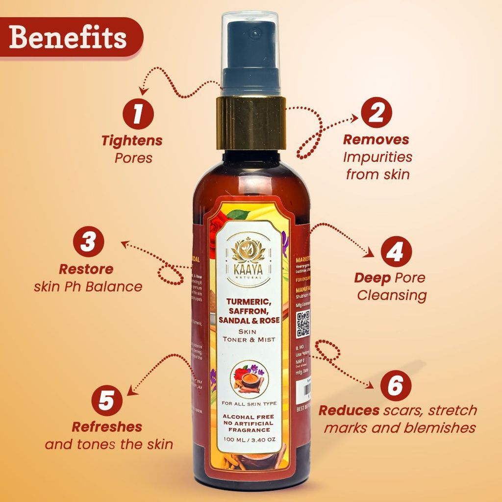 Kaaya Natural Turmeric, Saffron, Sandal & Rose Toner & Mist view 2