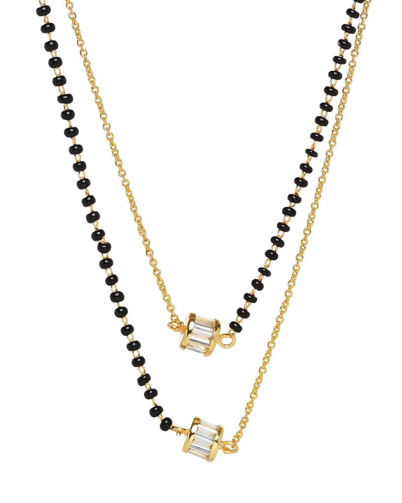 Aarohi13 double chain crystal gold plated mangalsutra for woman