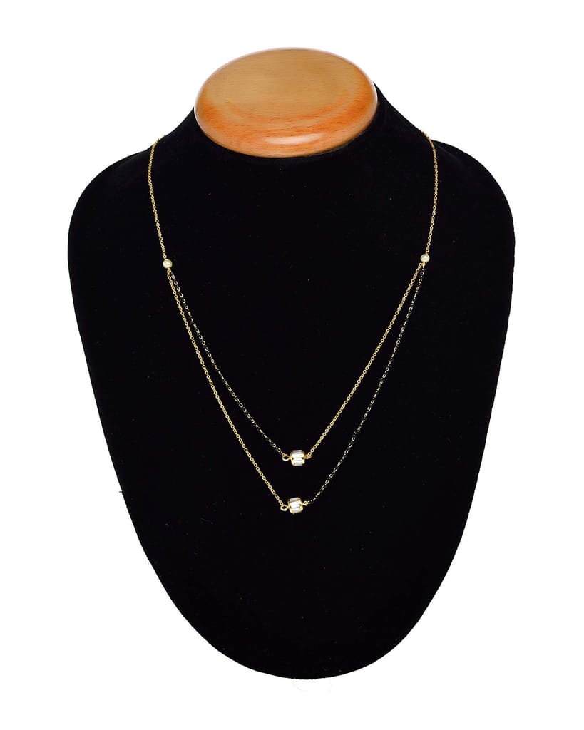Aarohi13 double chain crystal gold plated mangalsutra for woman view 2