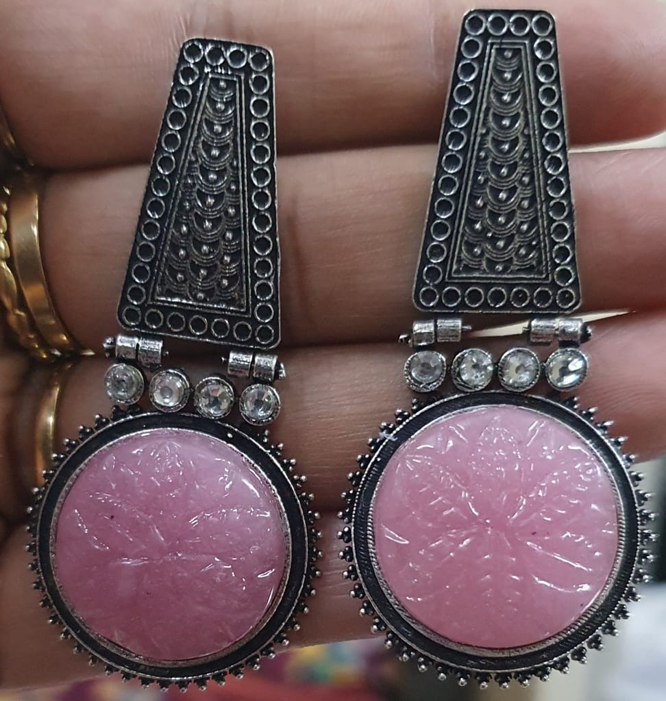 German Silver Oxidized Beautiful Earrings view 2